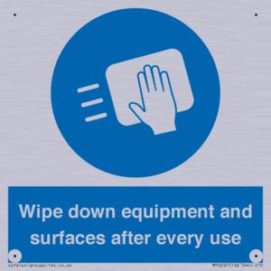 Wipe down equipment and surfaces after every use